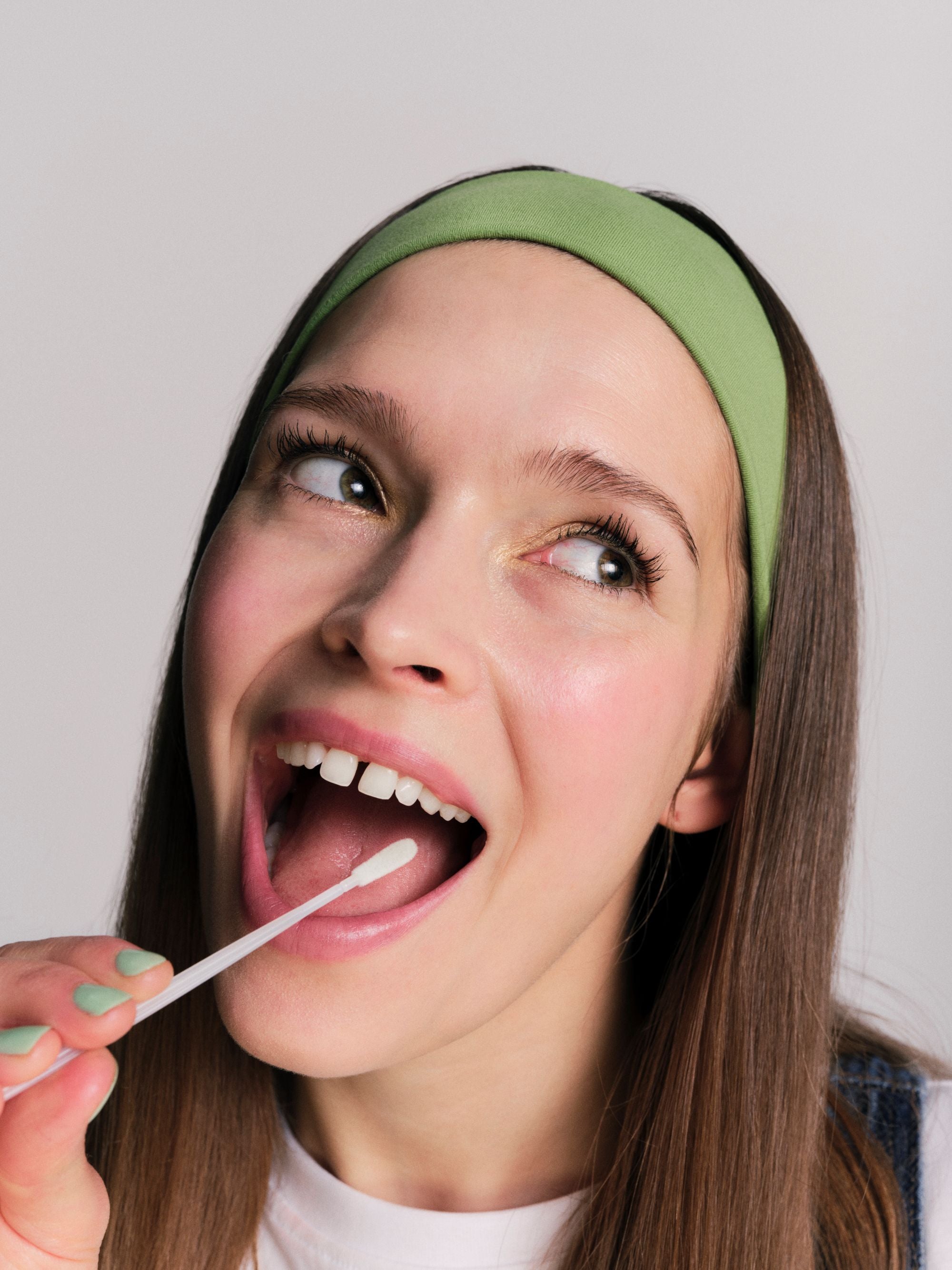 Model Tilly swabbing for the "Do The Swab" campaign