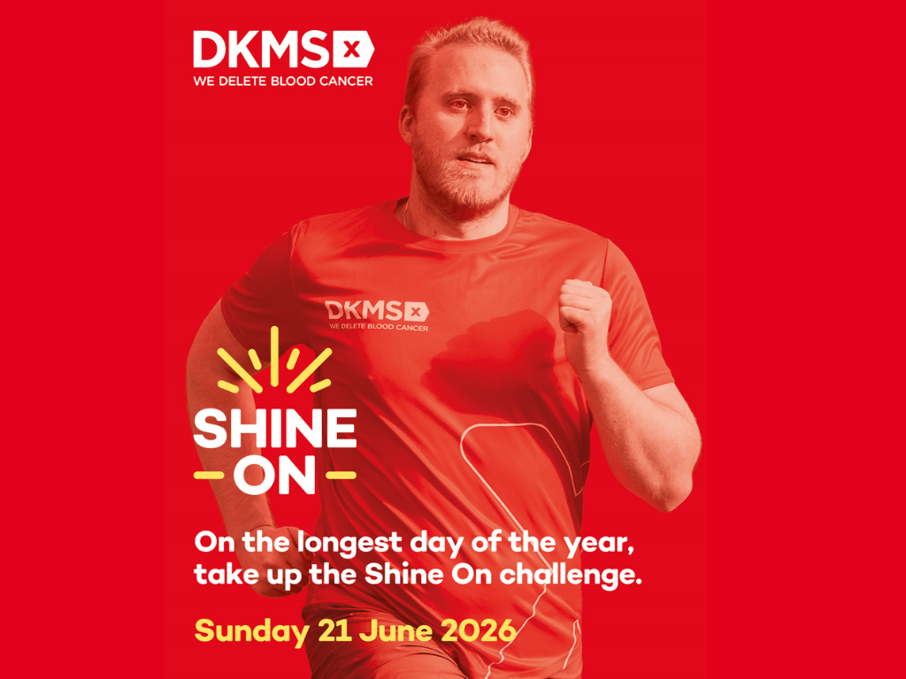 Man running overlaid with Shine On graphics