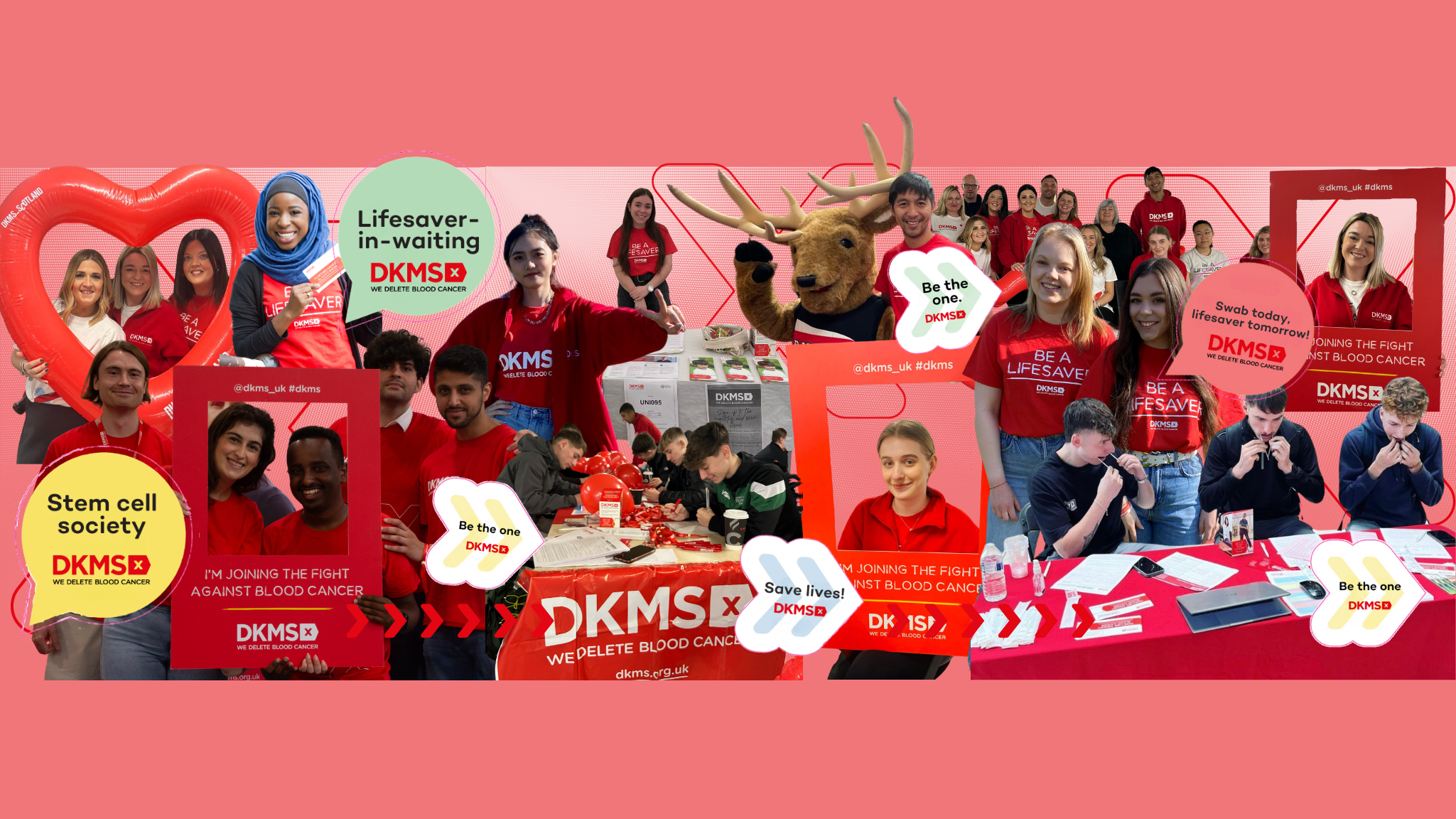 A collage of dkms volunteers 