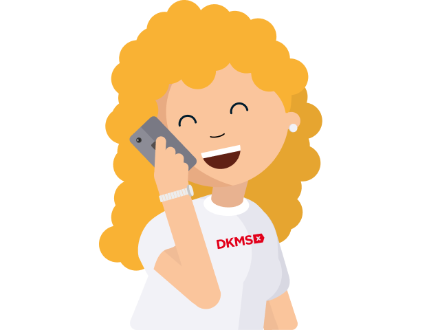 Graphic showing female member of DKMS staff