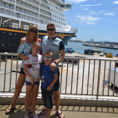 Emma and James with their children on holiday