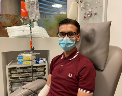 Image of Alex in hospital 