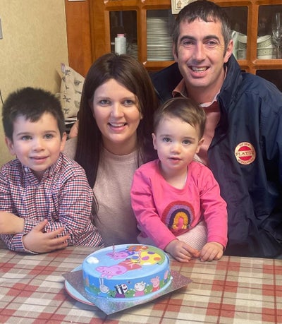 Tracy with her husband and children