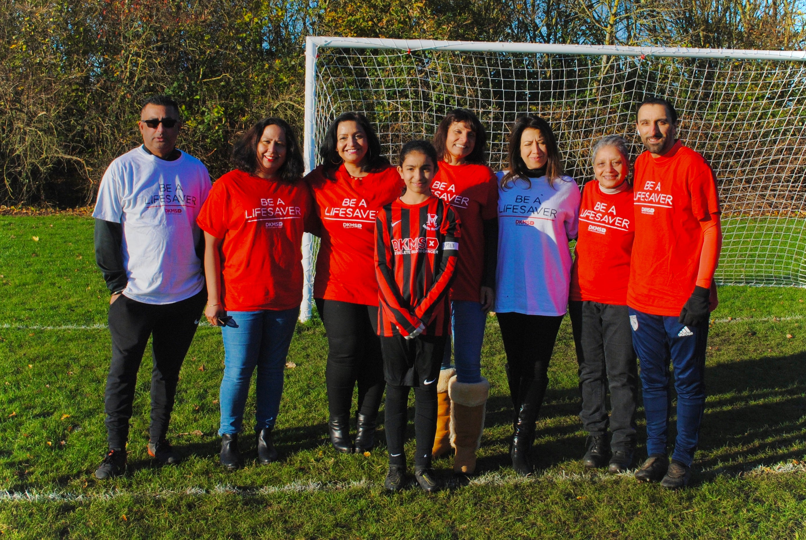 Gilly (far right) with DKMS Bedford hub volunteers