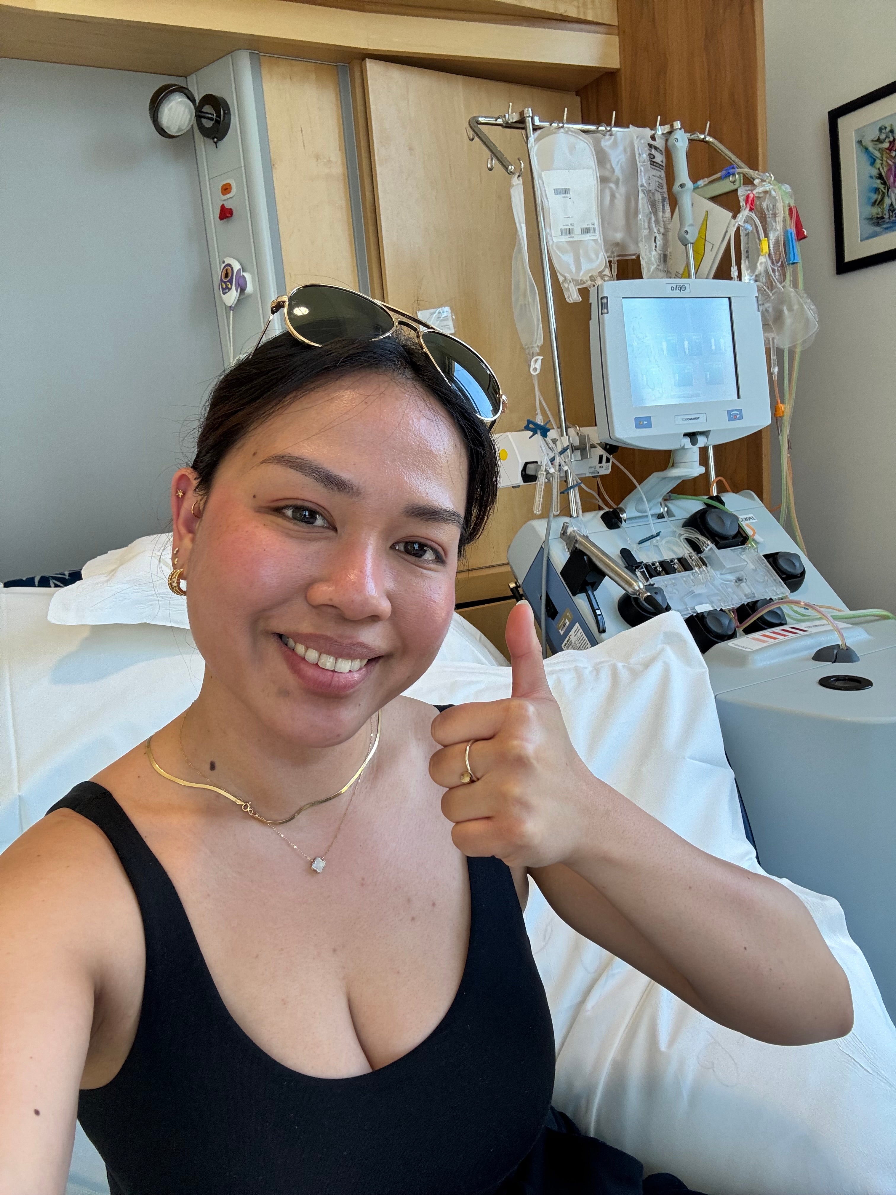 Oncology nurse at the RUH Bath, Jansen, post stem cell donation at London clinic