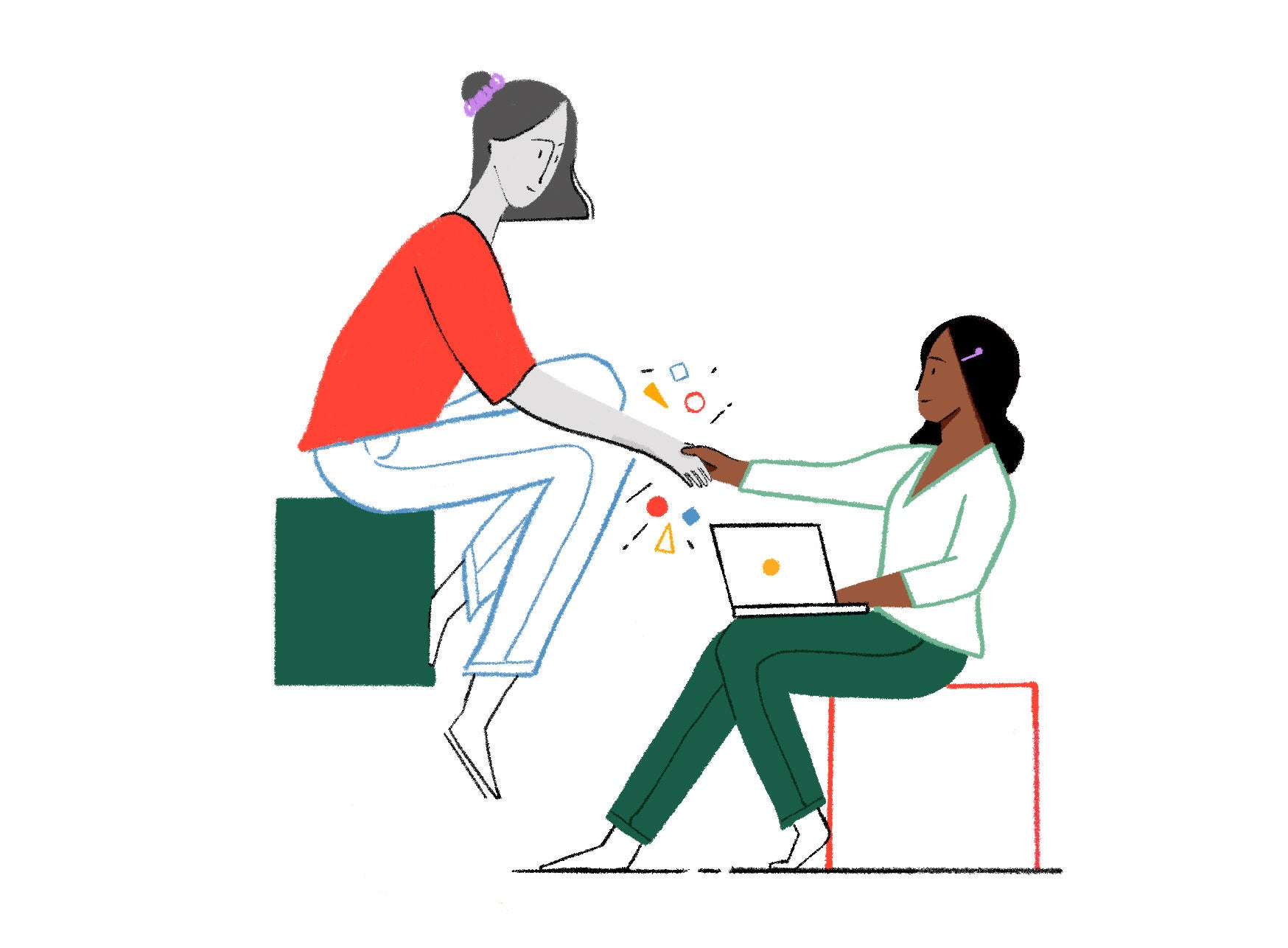 Graphic of two people shaking hands