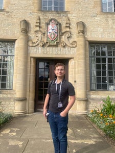 Zac outside St Anne's College, University of Oxford