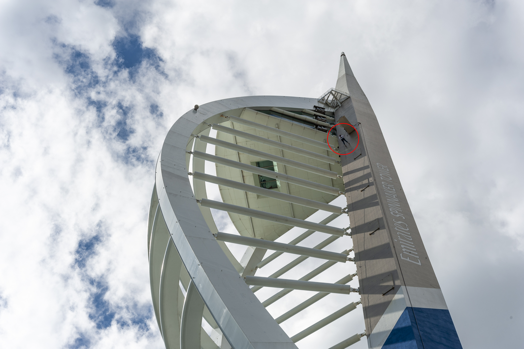 DKMS fundraiser Sally Hurman abseils down Spinnaker Tower