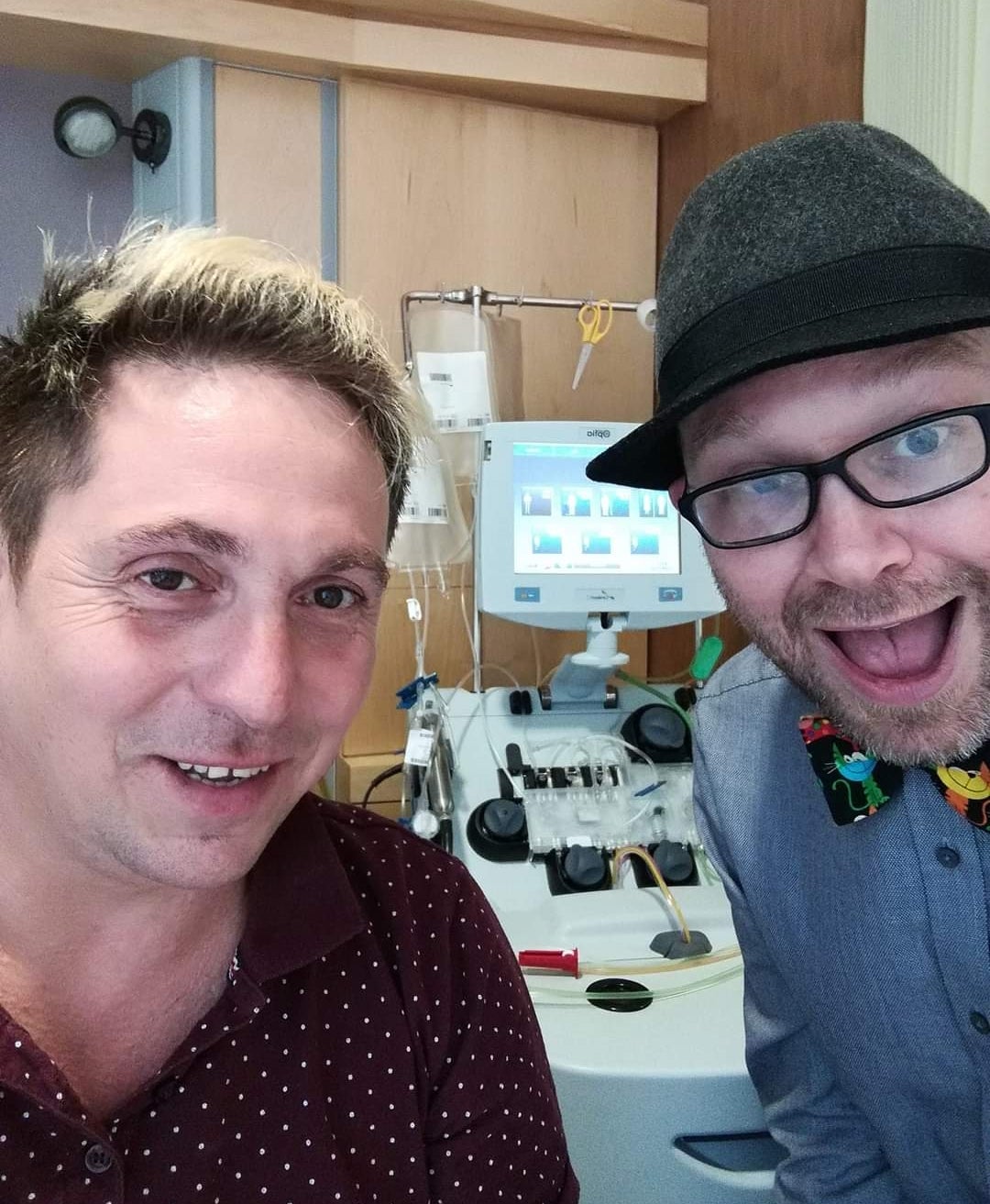 Daniel (left) with a friend at the hospital on donation day