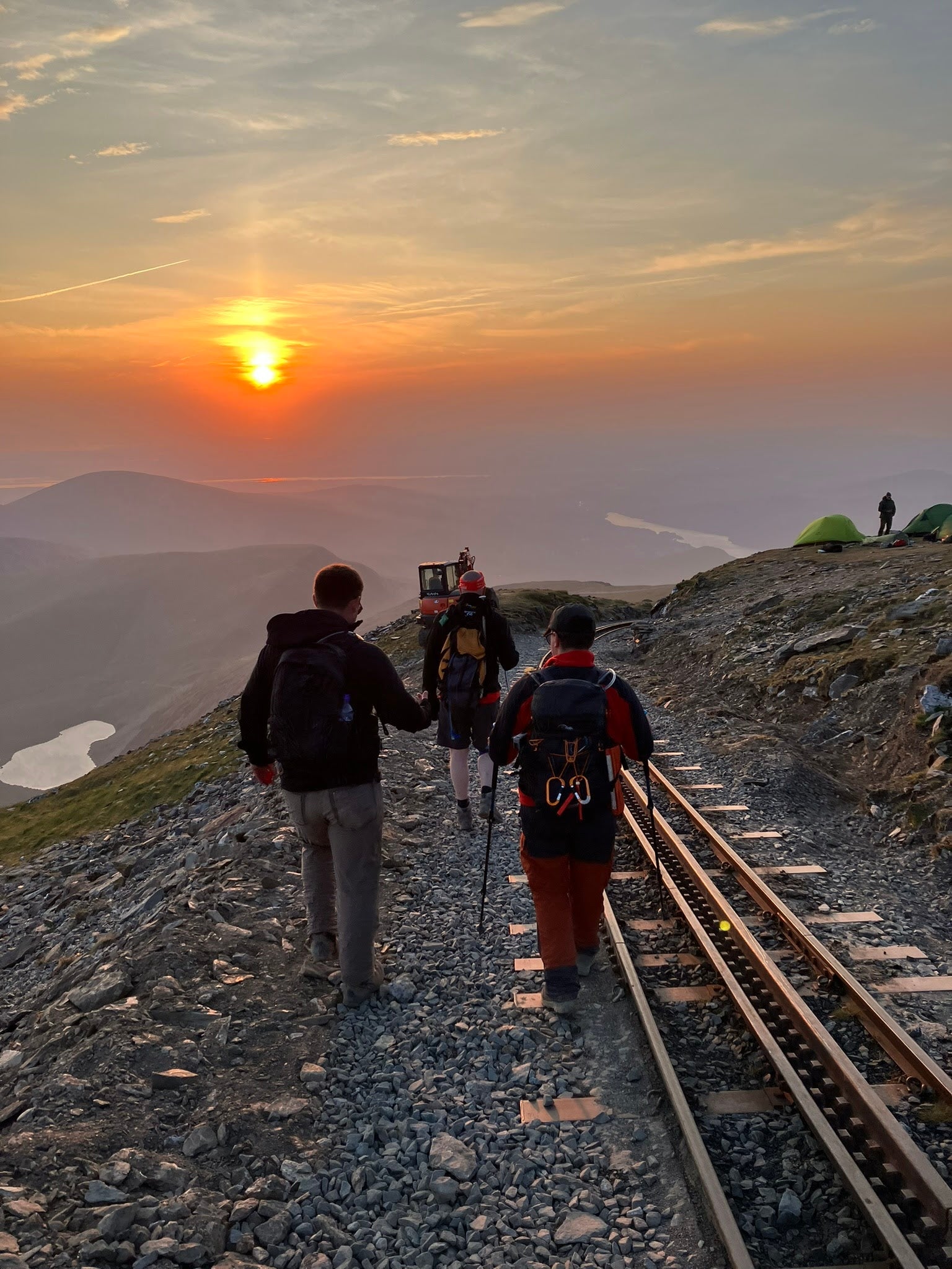 Walking up Yr Wyddfa (Snowdon) at sunset