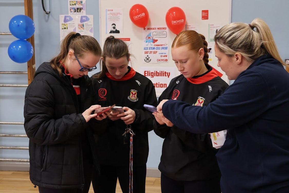 Young girls on their phone