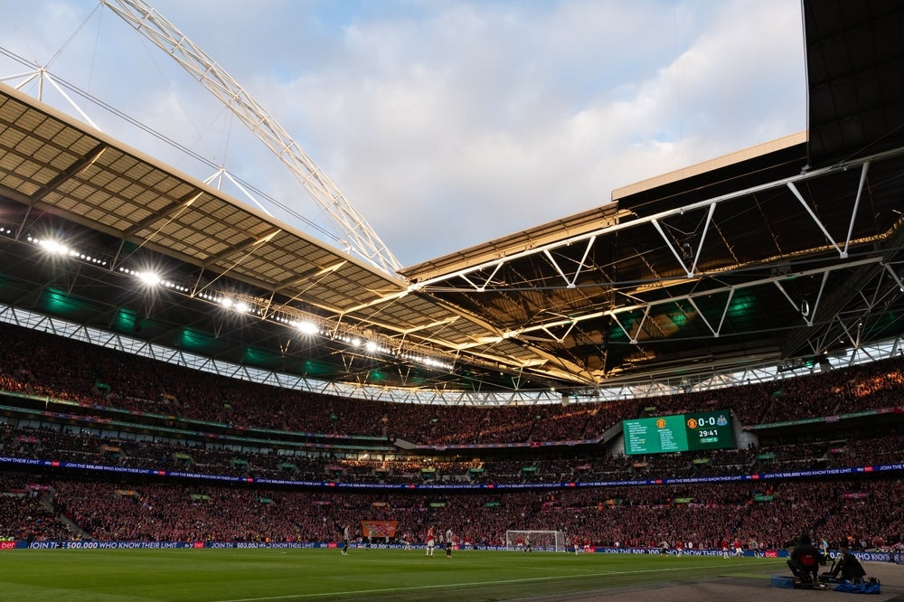 A photo of a filled wembley stadium