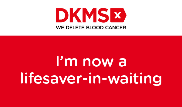 Donor Card with caption 'I'm now a lifesaver-in-waiting' in white font on red background
