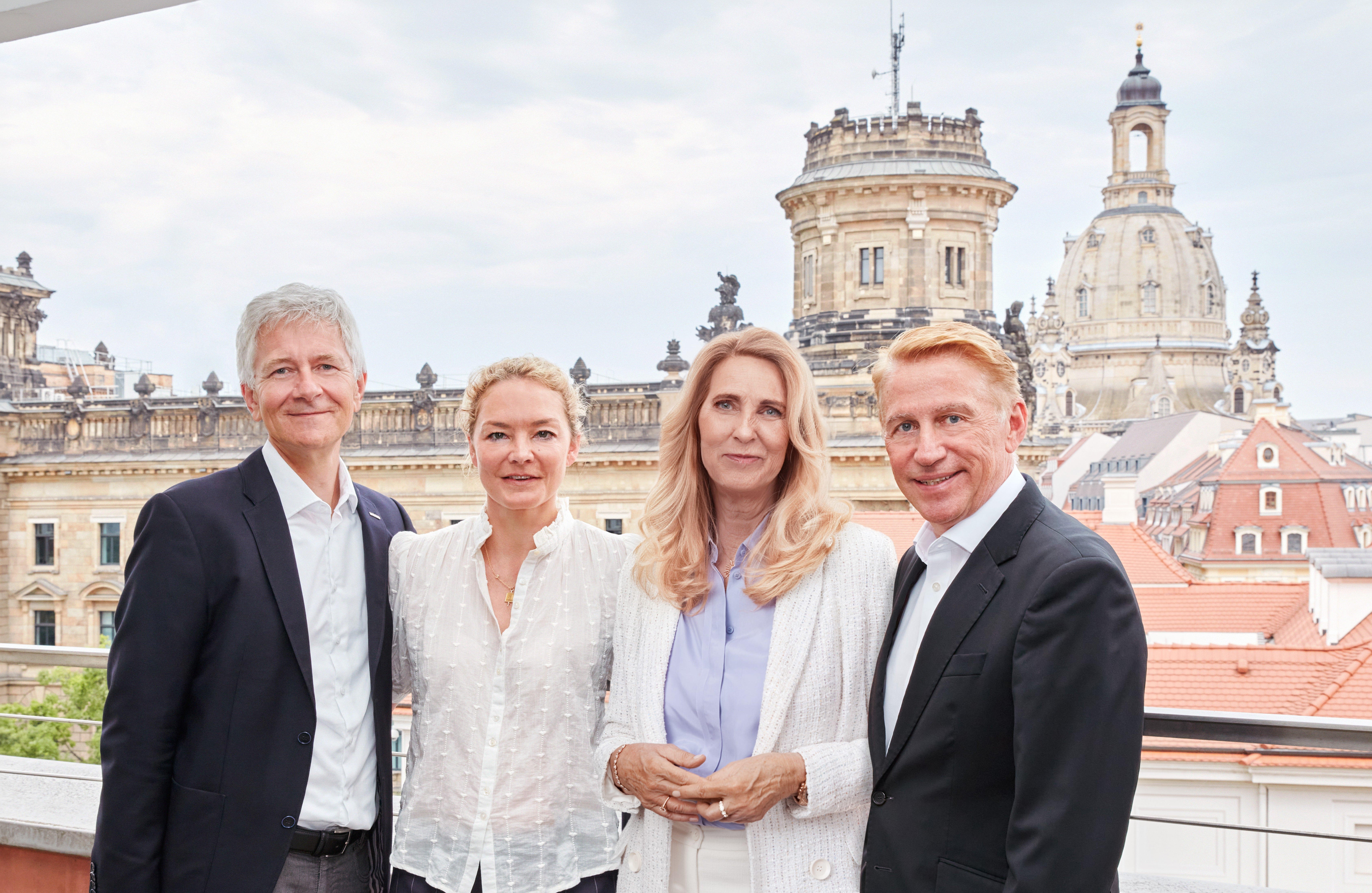 Pictured (left to right) are the Global Executive Team of the DKMS Group: Prof. Dr. Johannes Schetelig, Chief Scientific Officer; Katharina Harf, Chief Strategy Officer; Dr Elke Neujahr, Chief Executive Officer; and Bernd Weinel, Chief Financial Officer.
