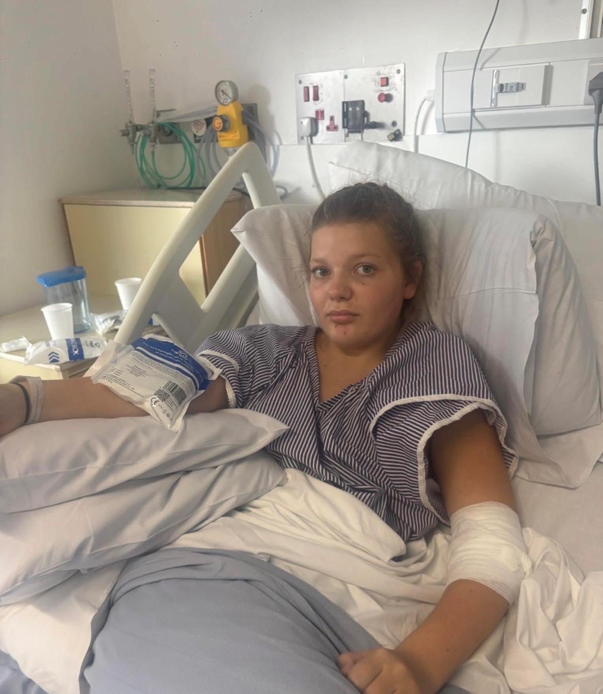 Young lady on hospital bed 