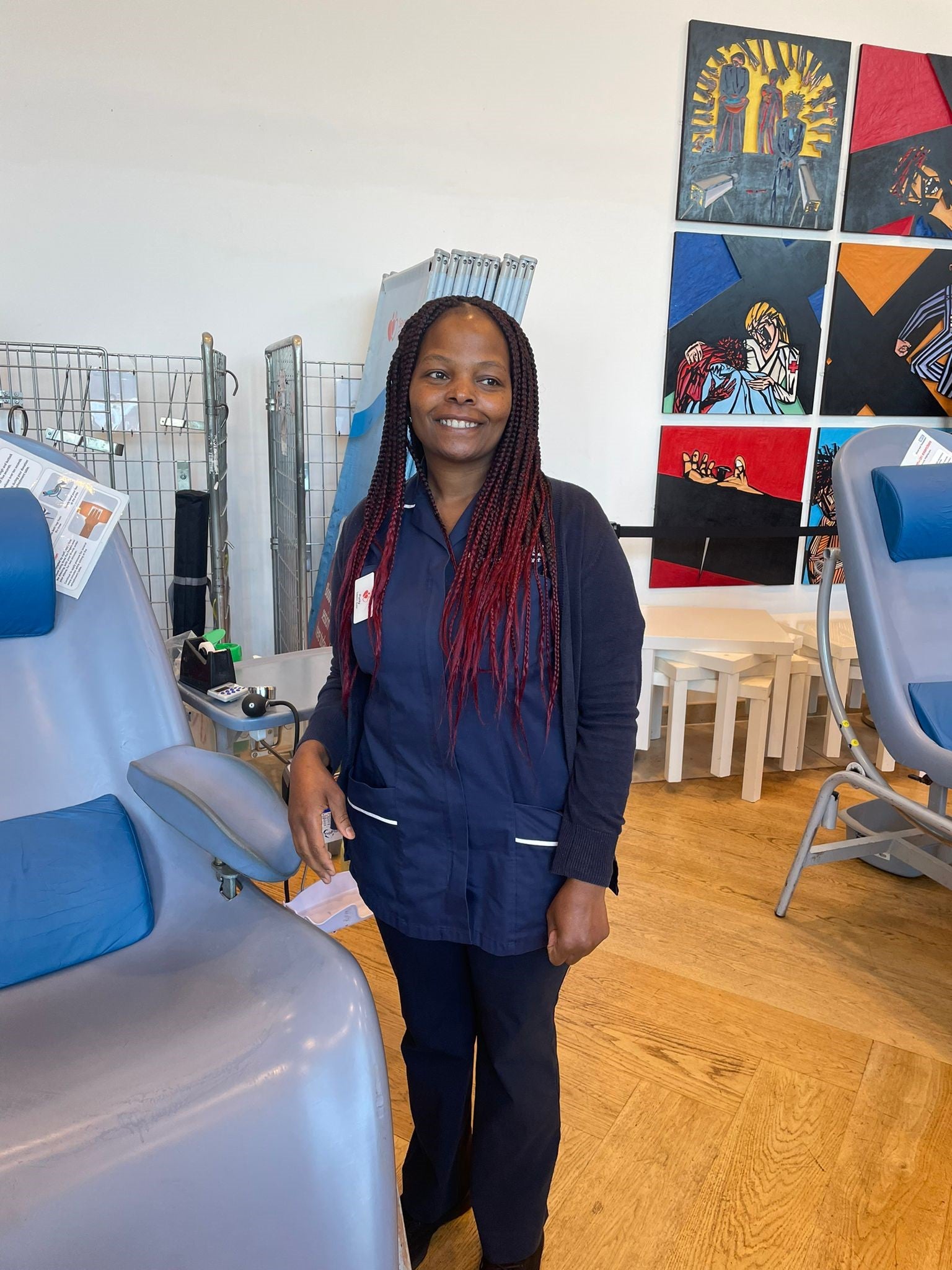 Purity in her nurse's uniform