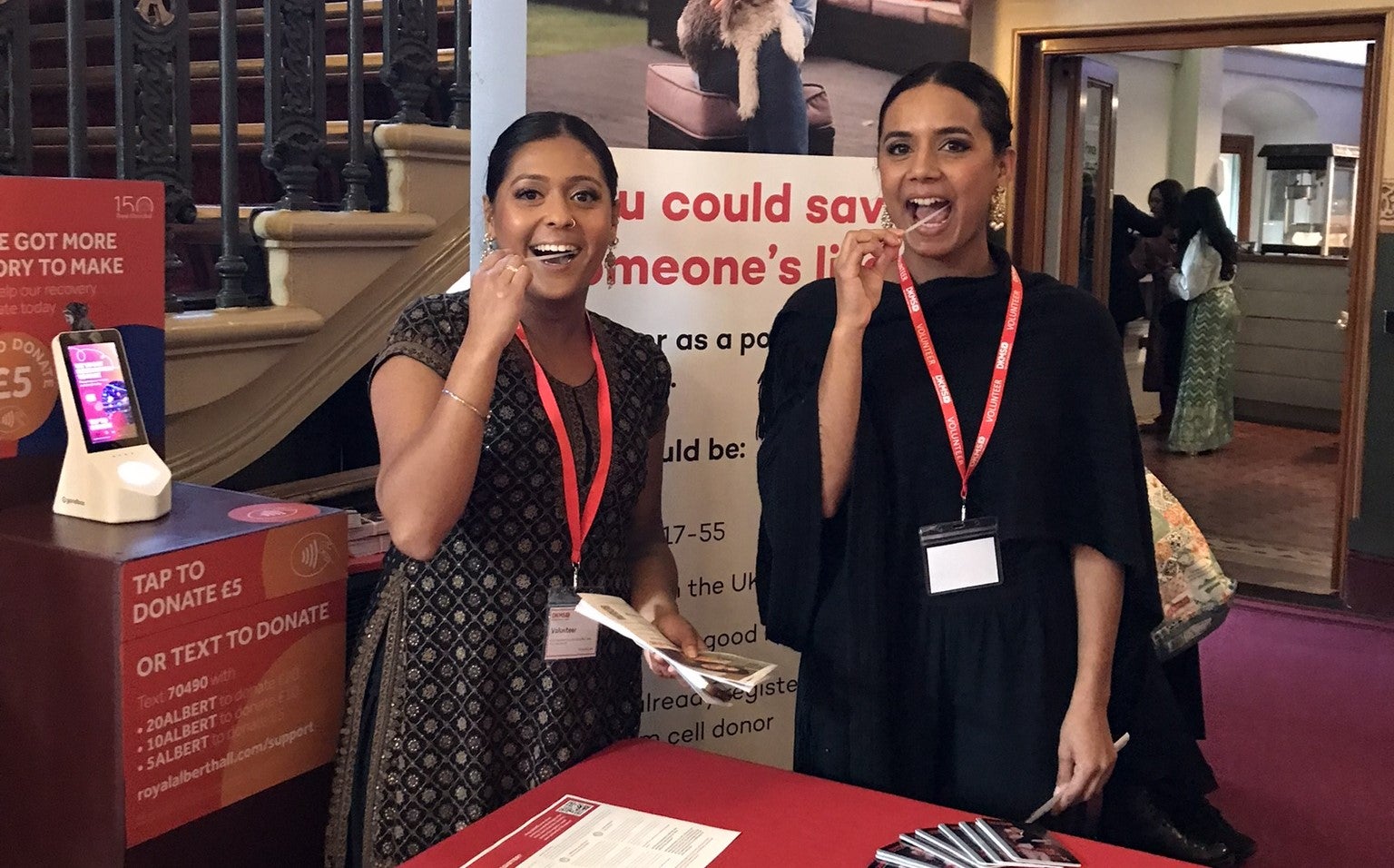 Meera and Jaina doing mouth swabs