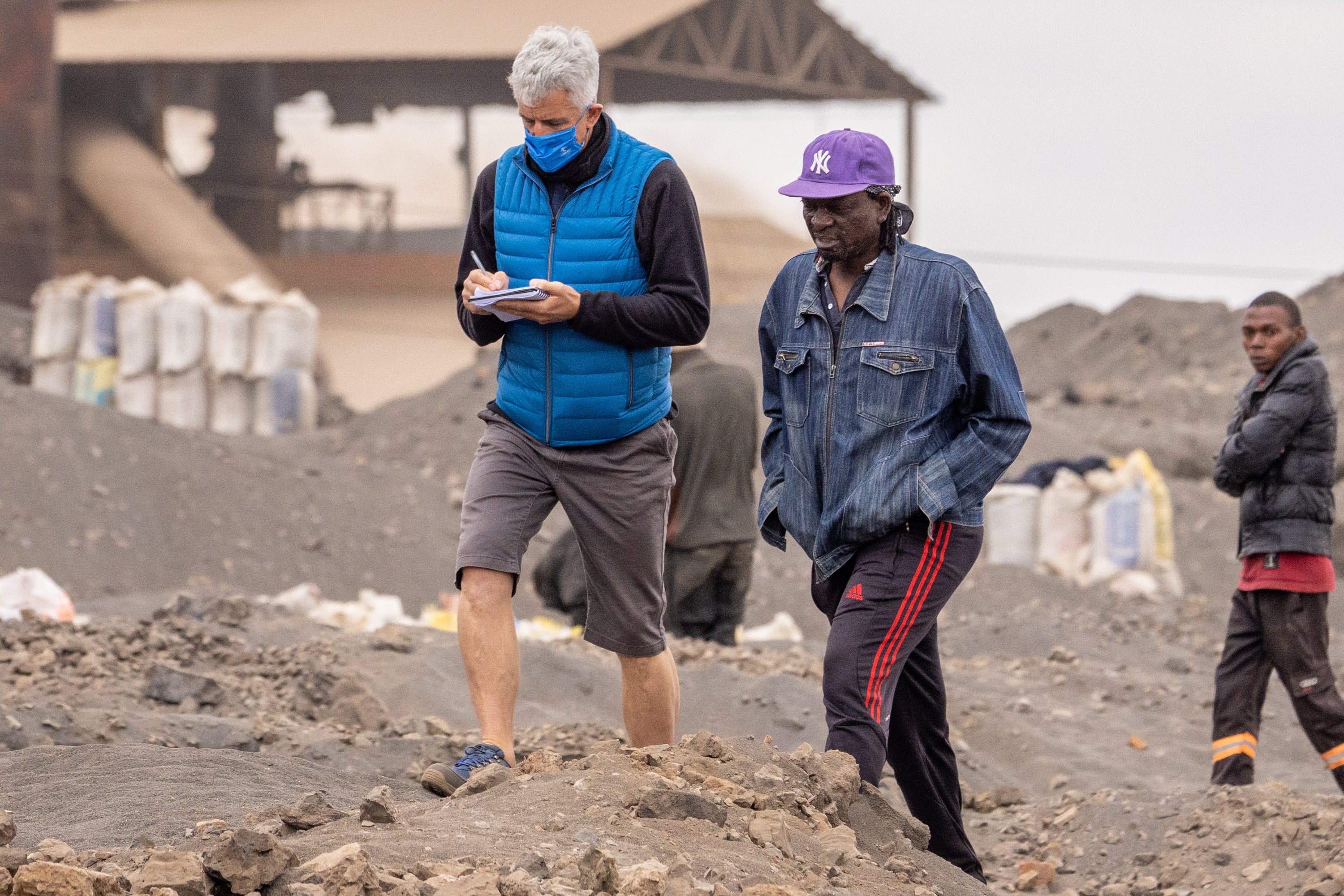 Jeremy Armstrong and Jasper Makungu's dad at a mine in South Africa