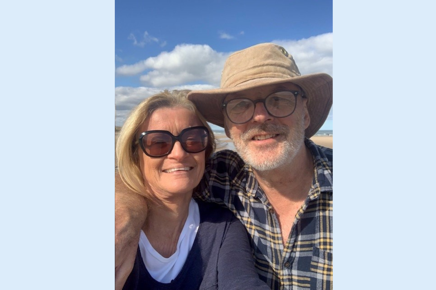 A selfie of an elderly white couple 