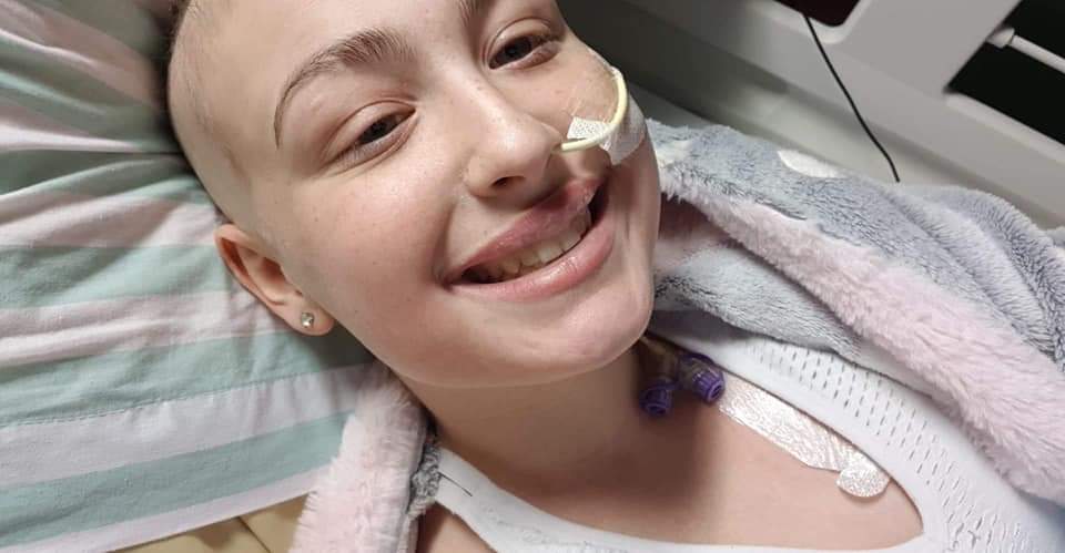 Adelle in hospital during her treatment