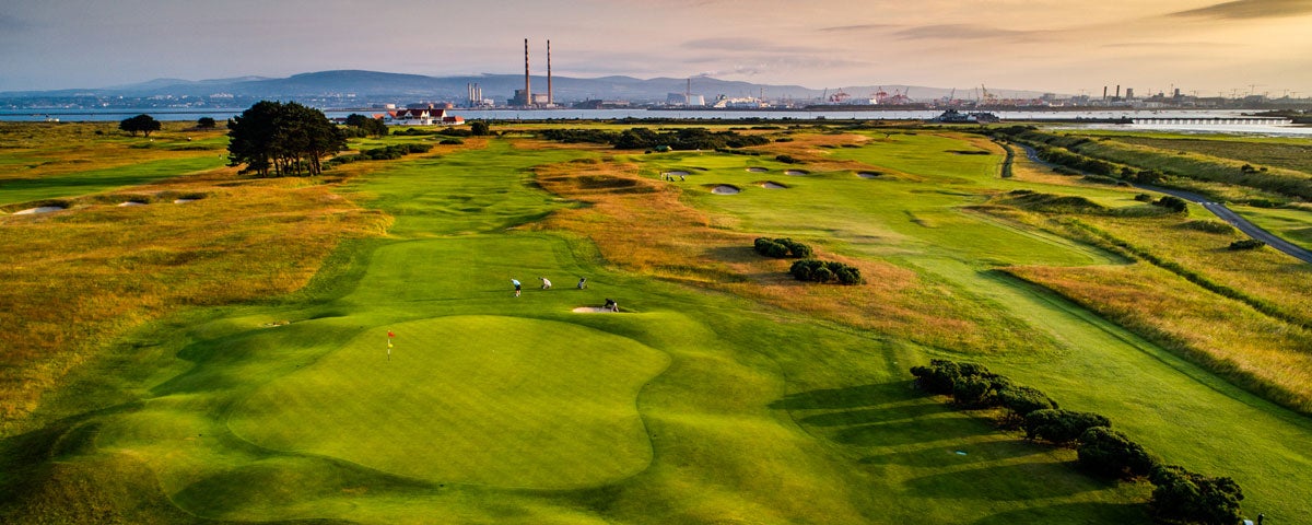 Green looking down the fairway at The Royal Dublin Golf Club County Dublin