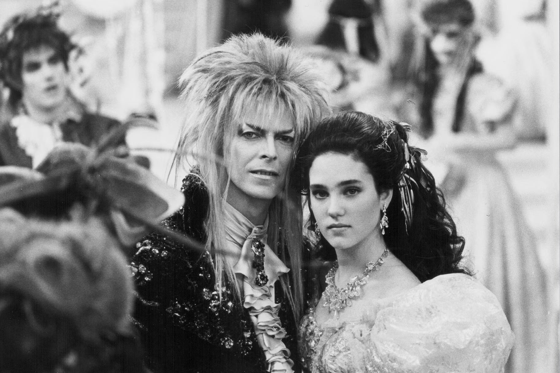 David Bowie and Jennifer Connelly as they appeared in Labyrinth.