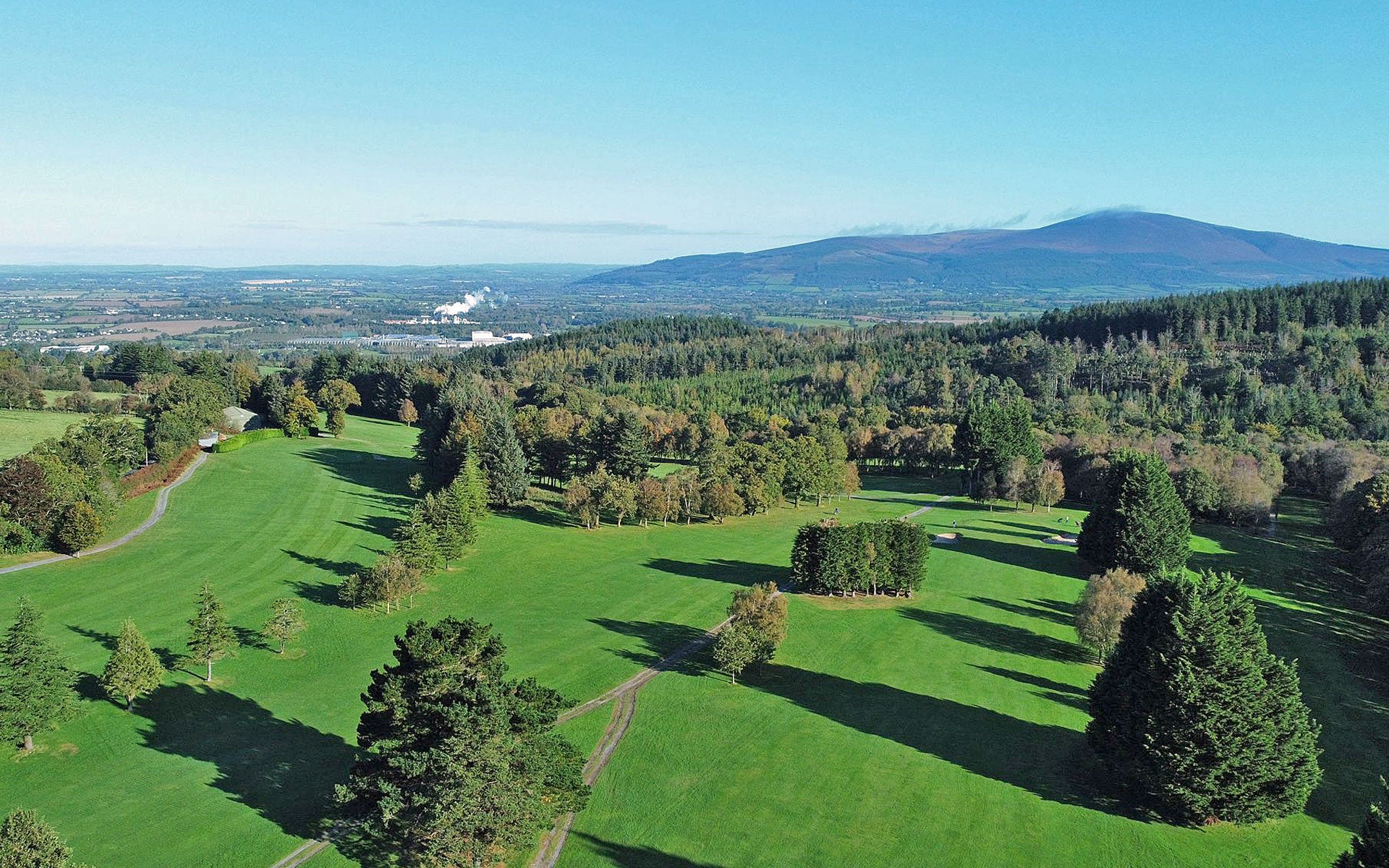 Clonmel Golf Club aerial view with mountains in the background