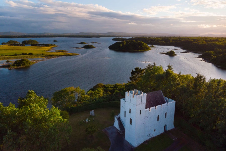 Aerial view of Carraigin Castle