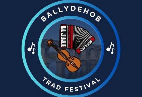 Ballydehob Traditional Music Festival, circular logo with fiddle and accordion in the centre.
