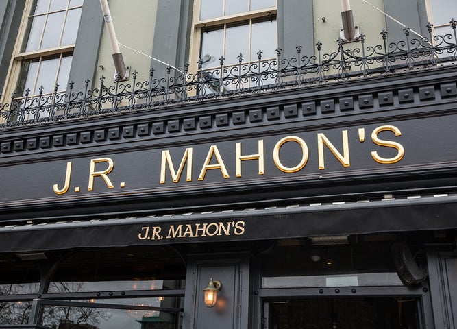 Front signage of J.R. Mahons