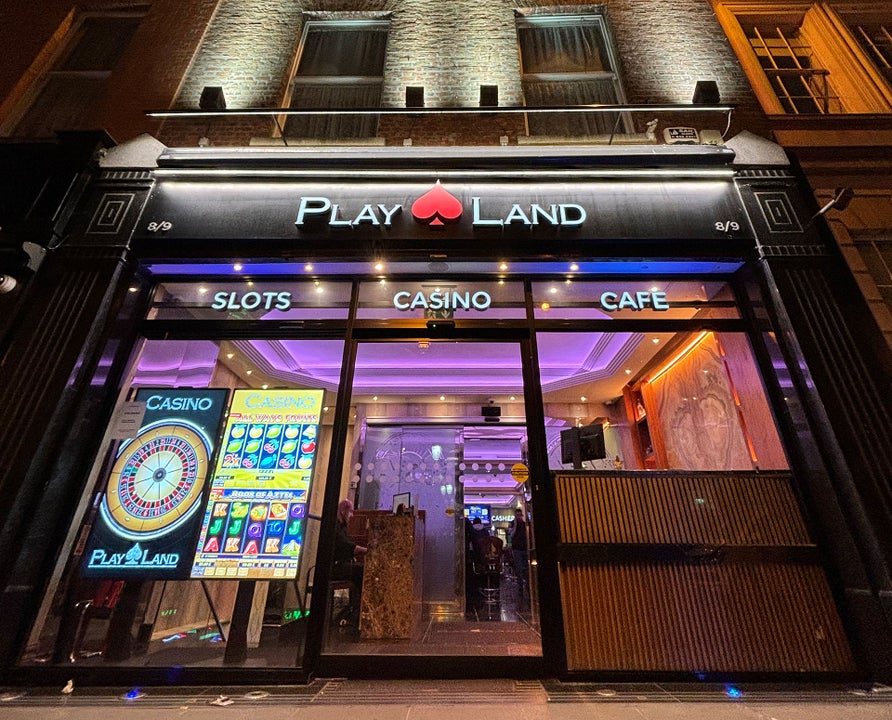 Playland Casino exterior at night