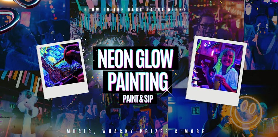 Paint A Neon Canvas. Music. UV Lights. Prizes. No Experience Needed To Take Paint A Canvas Using Florescent Paint With Music And Prizes!  Our team will take each person step by step into creating a masterpiece with no experience necessary