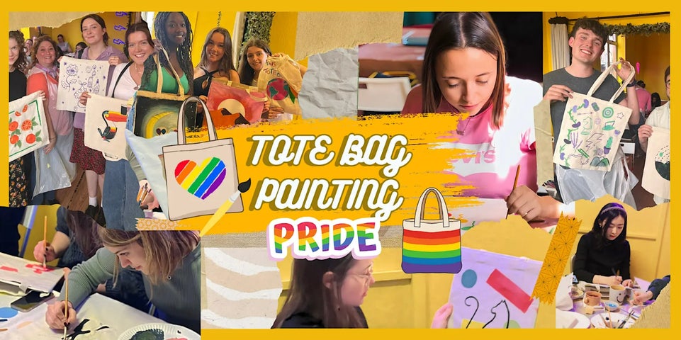 Create your tote bag with no experience necessary. Tote bag art event with music and craic!  WHAT TO EXPECT?  Expect chill vibes and good music in a creative workshop!
