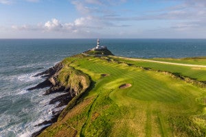 Image of golf course by the sea.