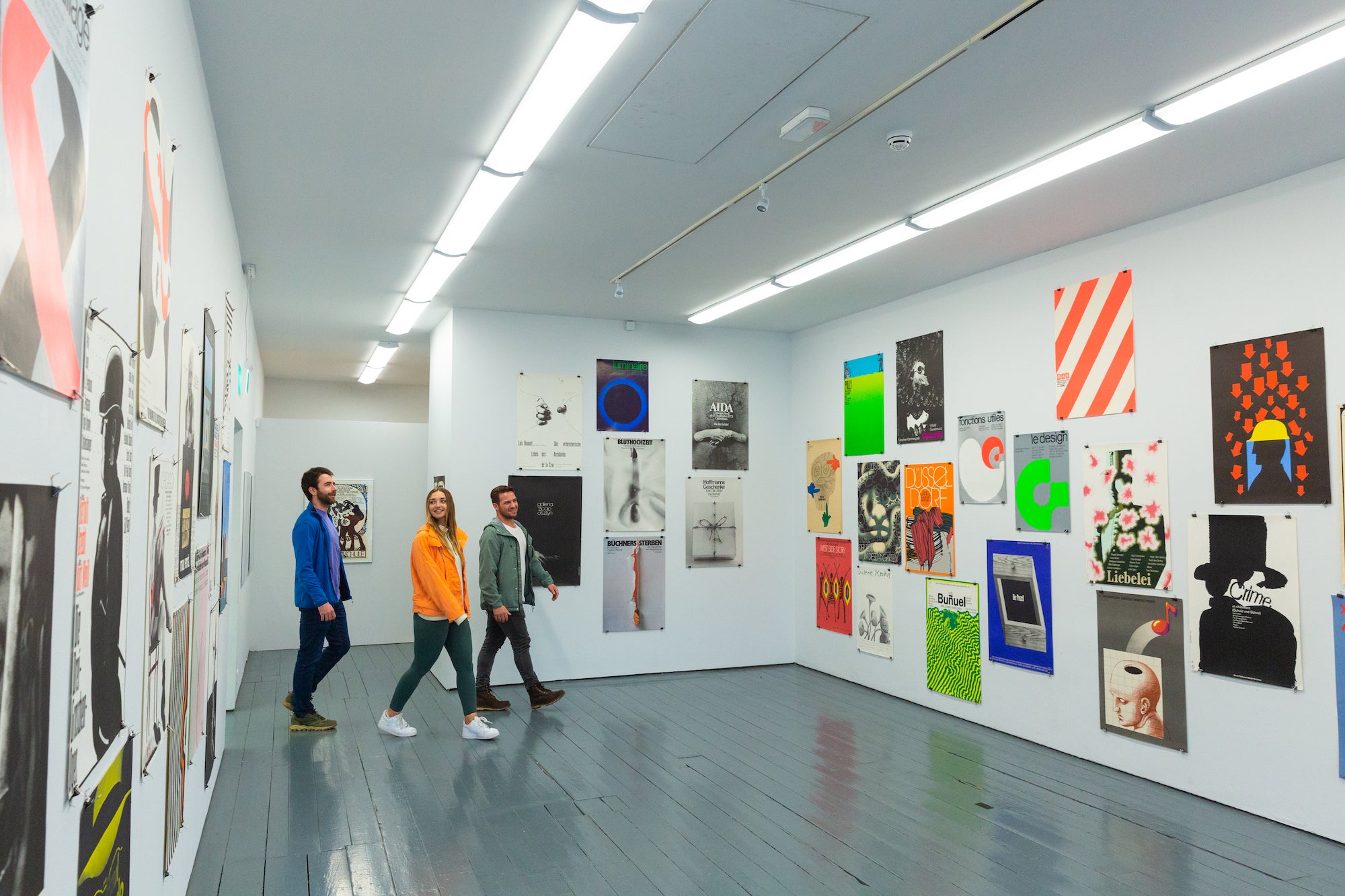 Three people in the Limerick City Gallery of Art.