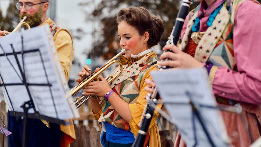 Band playing at the Galway Halloween parade.