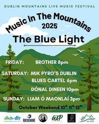 Poster in green and blue for Music in The Mountains 2025