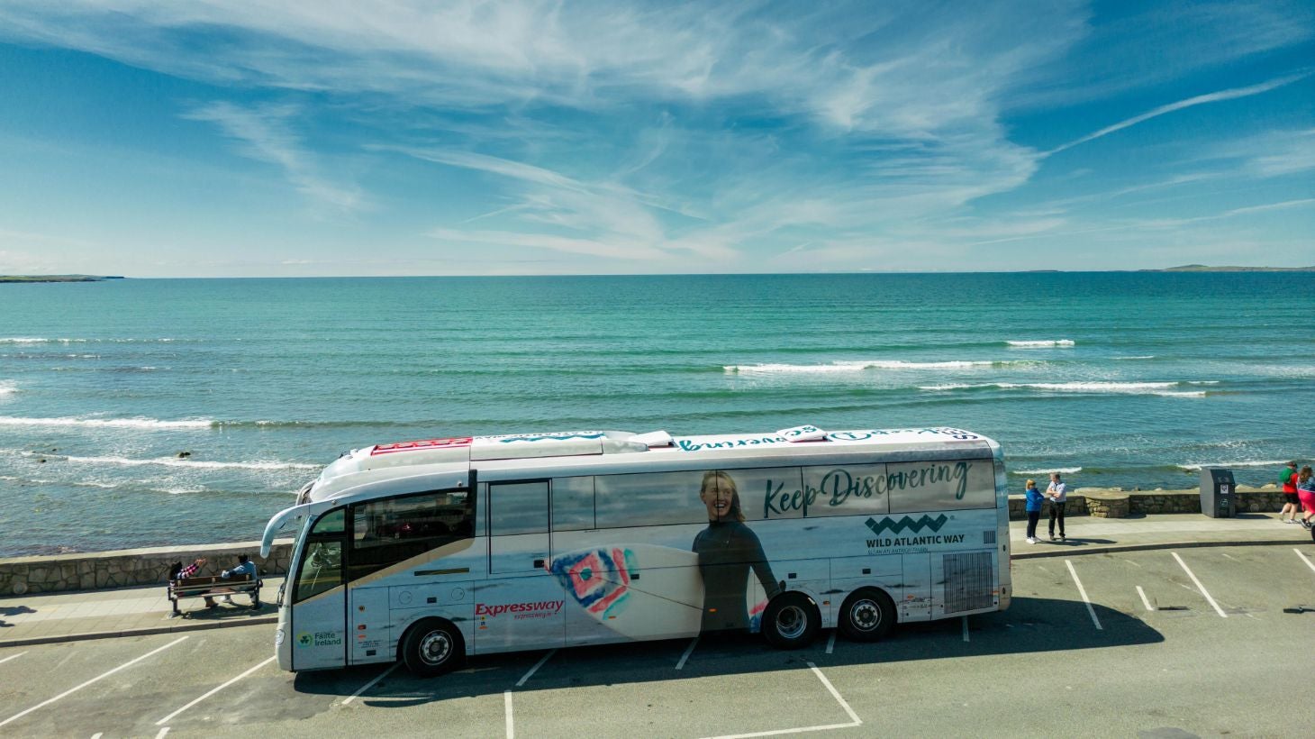 Keep Discovering Sligo Expressway bus beside the ocean.