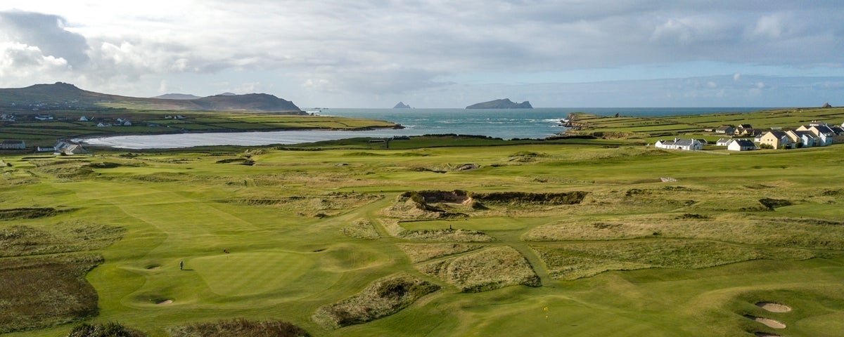 View over a golf course and out to sea