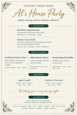 3 course delicious festive menu