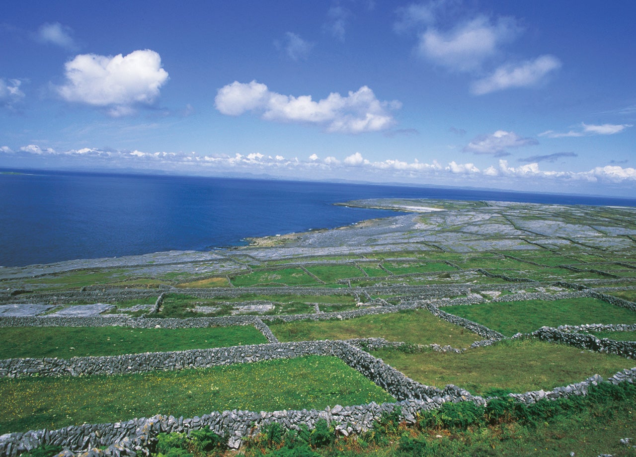 View of The Aran Islands and sea