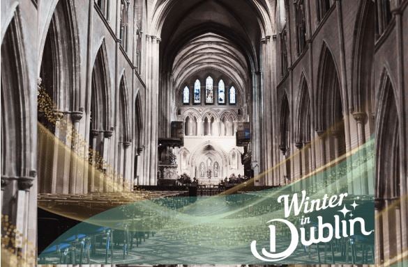 Interior view of large, stone church.