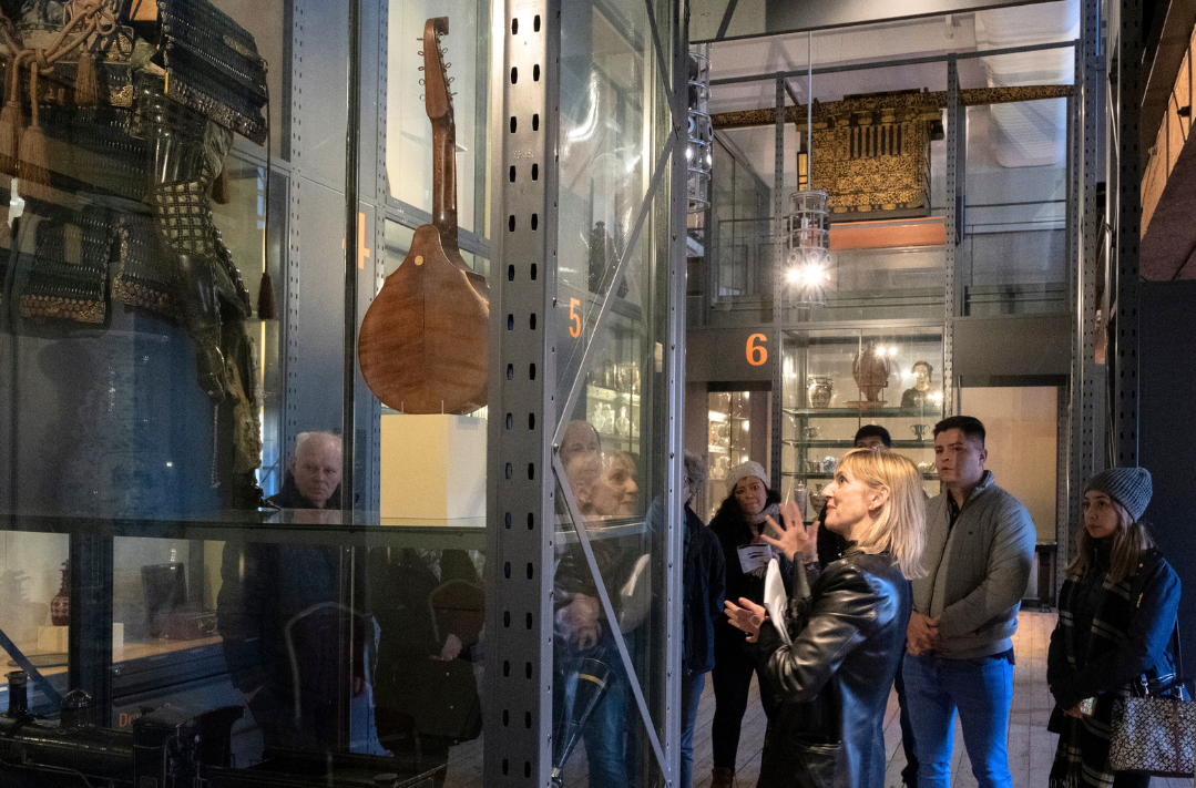 A tour group in the Out of Storage gallery