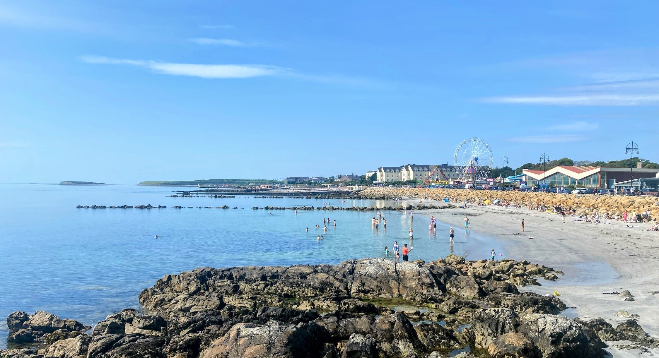People on the beach in Salthill, Co Galway