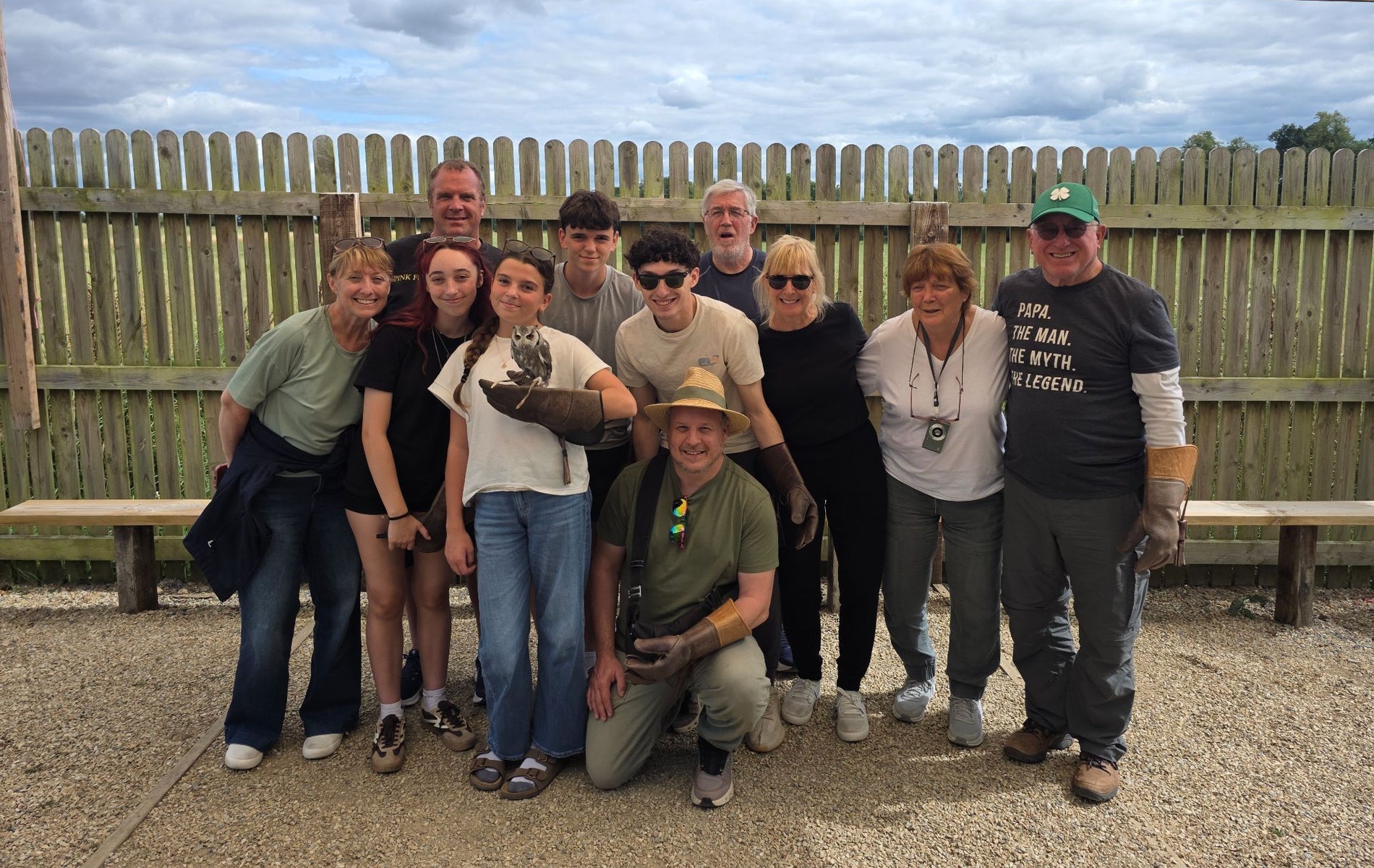 A tour group lined up for a group photograph