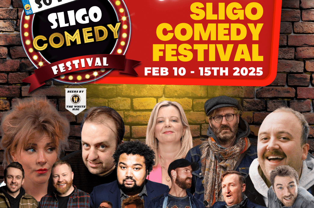 So Funny Sligo Comedy Festival 2025, part of poster with headshots of a dozen different comedians