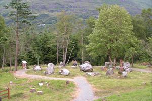 View of a stone circle in Bonane Heritage Park County Kerry