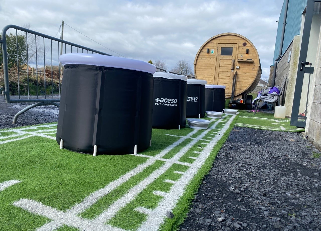 Exterior of a wooden sauna hut
