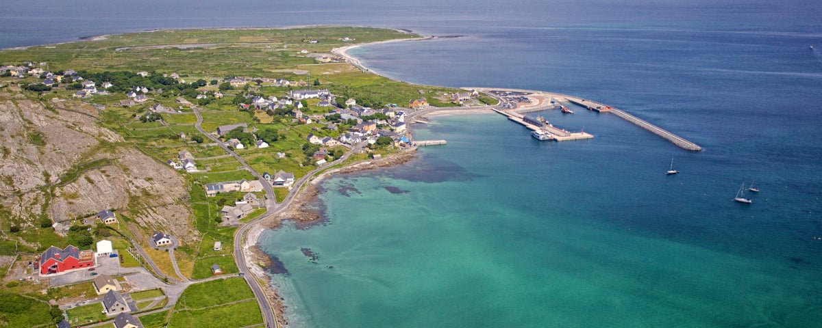 Aerial view of the island shore