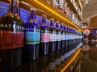 Display of the biodynamic whiskey range at The Waterford Distillery